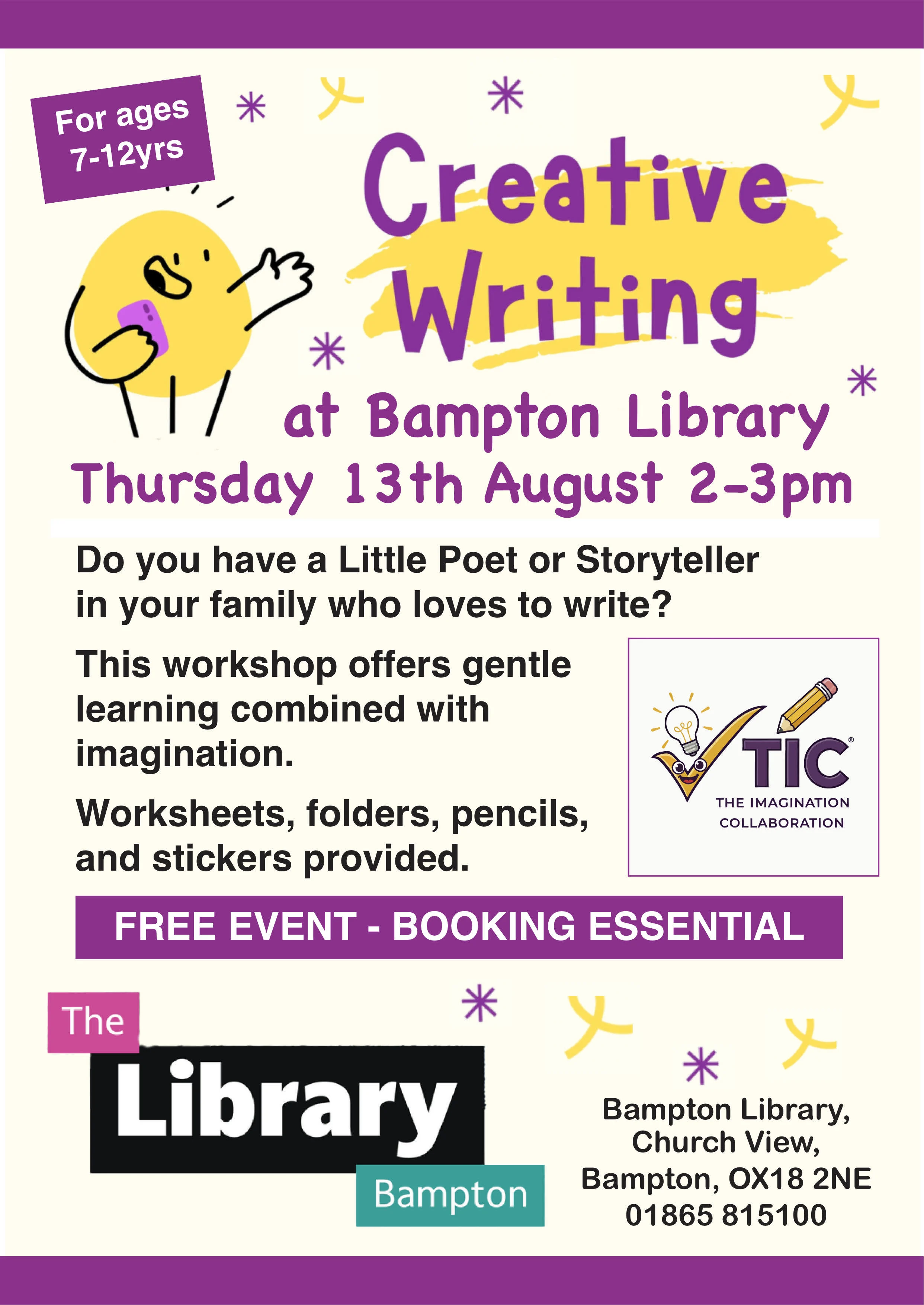 Creative Writing For 7-12 Yrs At Bampton Library